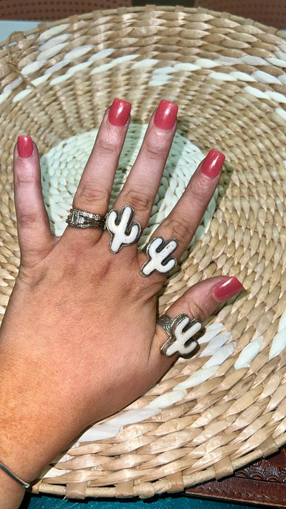 Tibetan Bone/Antler Cactus Adjustable Ring