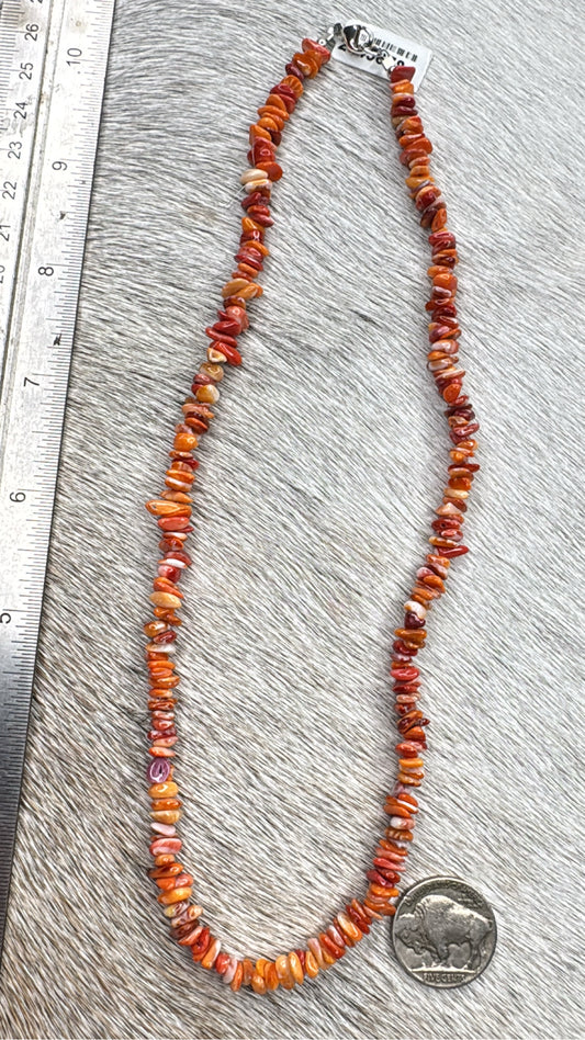 16" Orange and Red Spiny Necklace