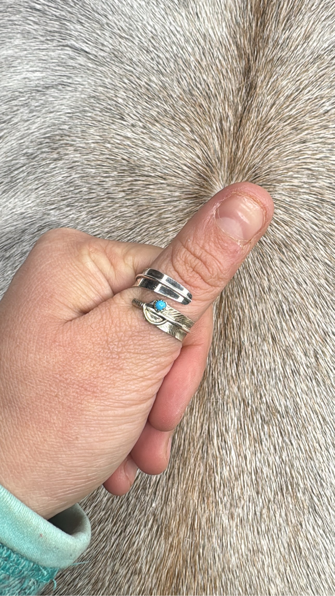 Chester Charlie Kingman Turquoise Adjustable Ring