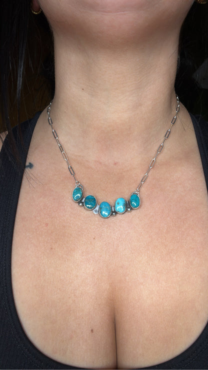 18” Turquoise Crawler Paperclip Chain Necklace