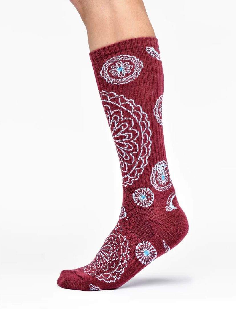 Lucky Chuck Socks- Maroon Concho