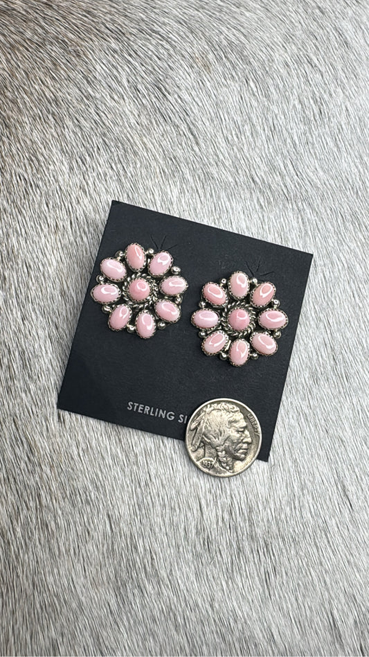 Pink Conch Cluster Earrings by Maxine Ramirez