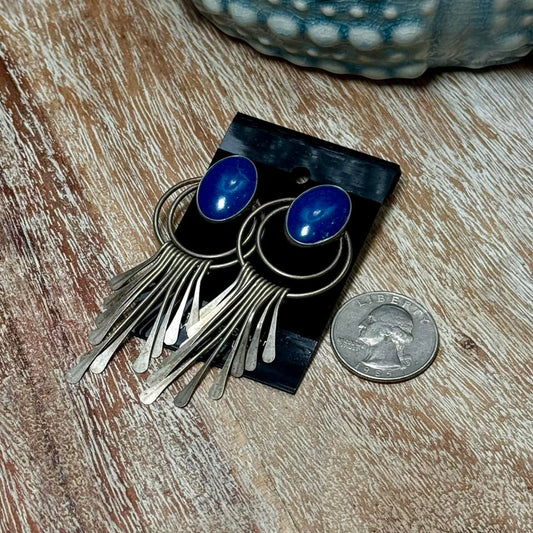 Lapis Dangle Stud Earrings