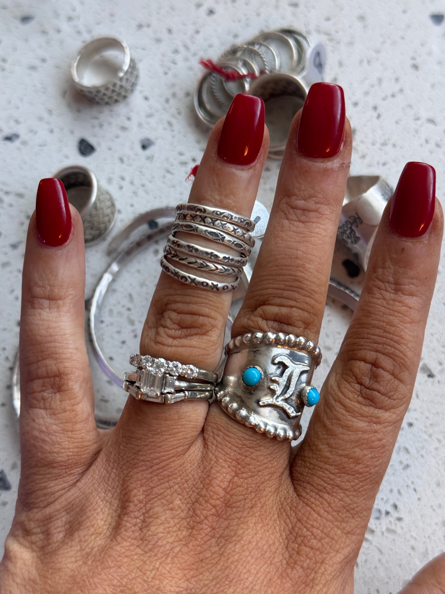 Silver Stacker Rings Size 7