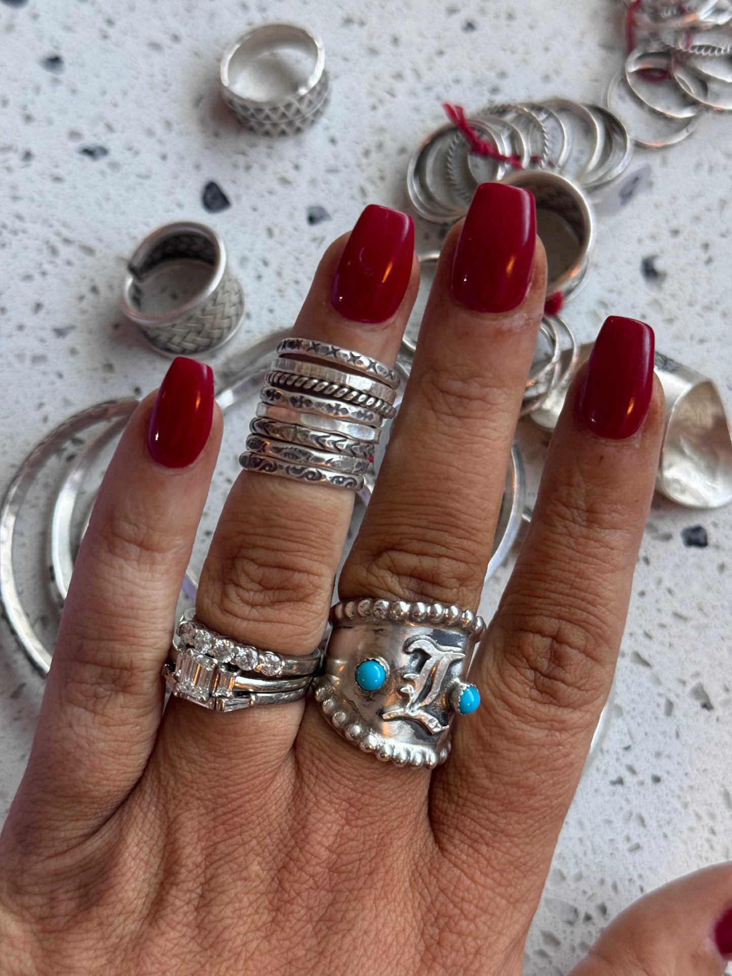 Silver Stacker Rings Size 5