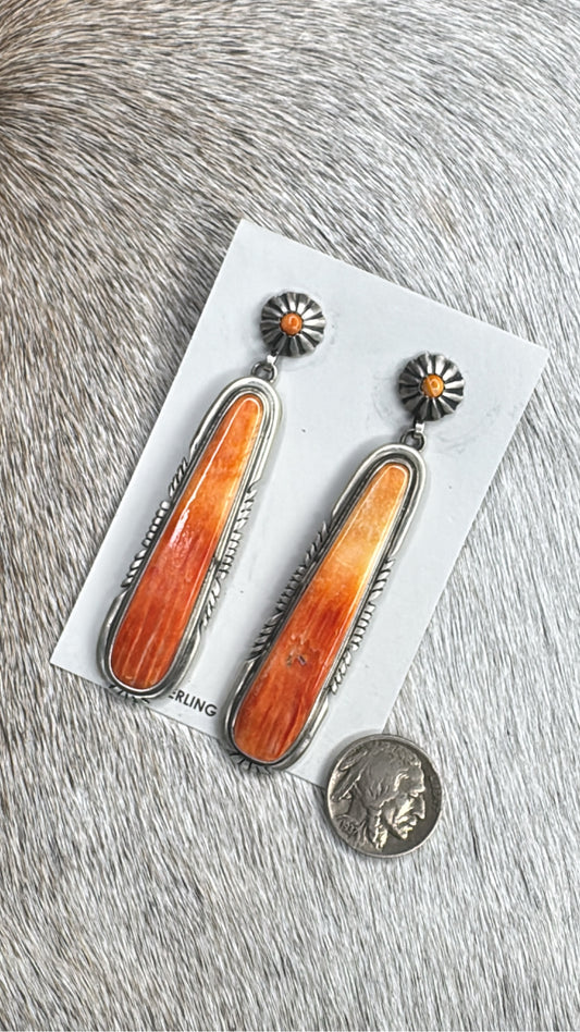 Orange Spiny Oyster Earrings