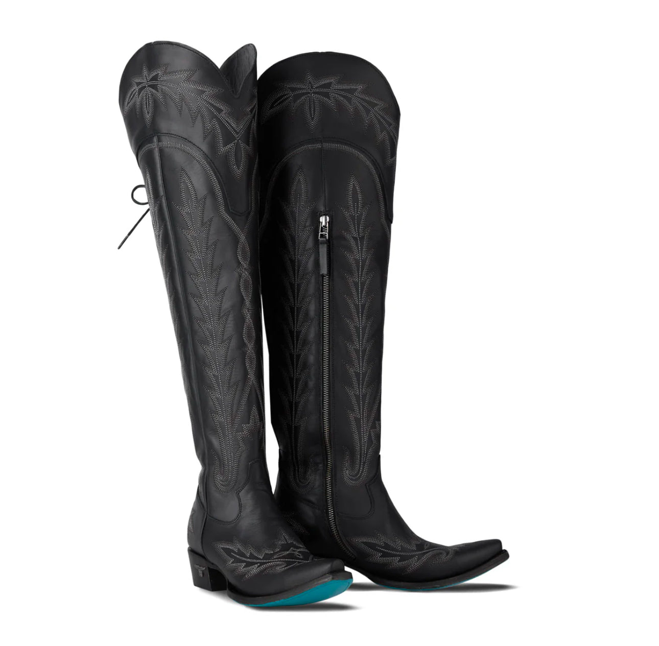 Lane Lexington OTK Corset Boots in Jet Black