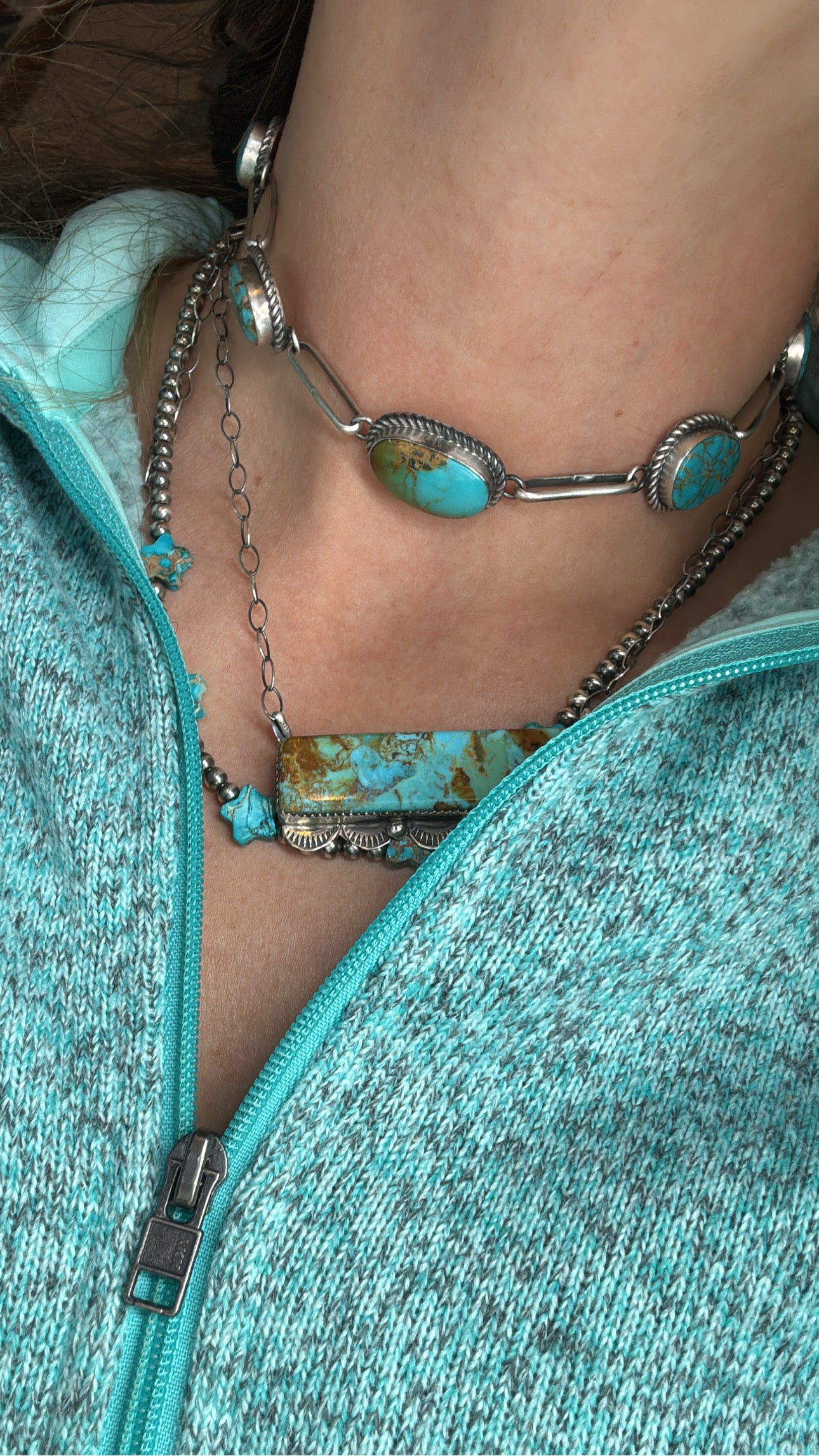 Turquoise Paperclip Chain Choker Necklace