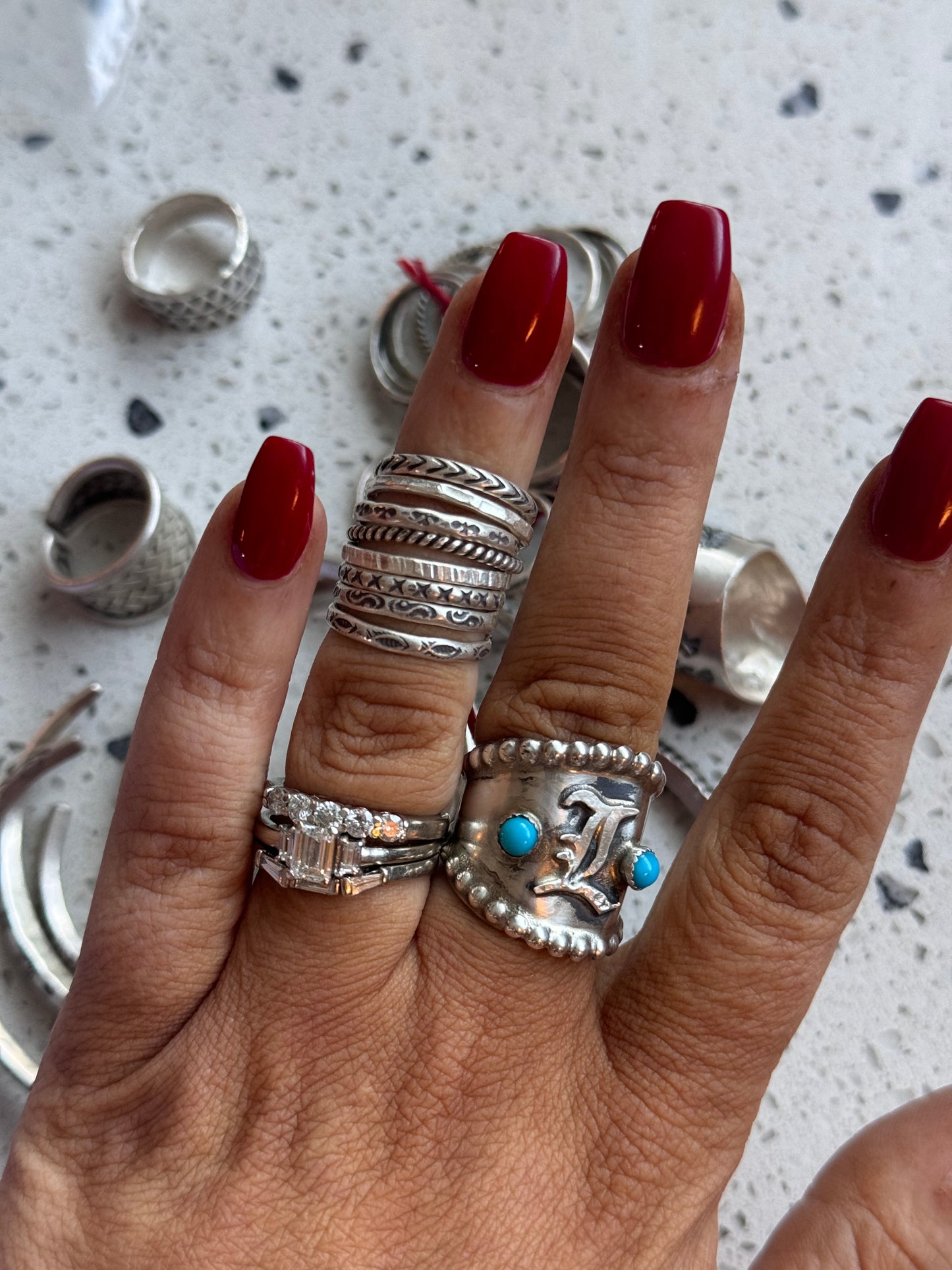 Silver Stacker Rings Size 6