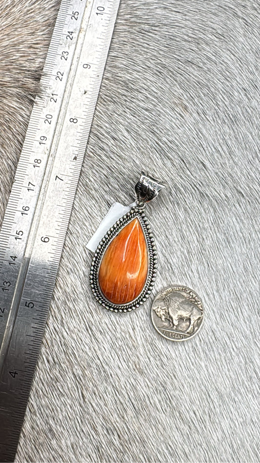 Orange Spiny Pendant Pear Shaped