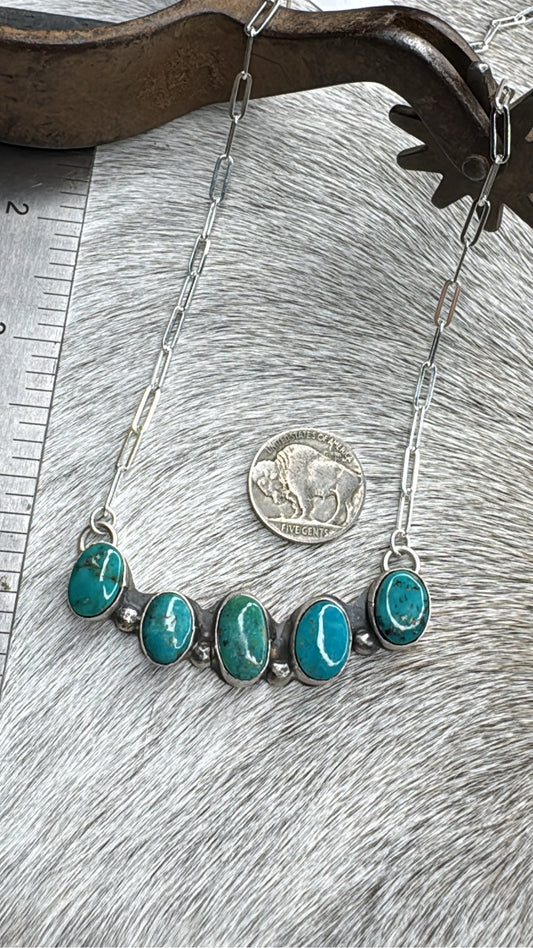 18” Turquoise Crawler Paperclip Chain Necklace