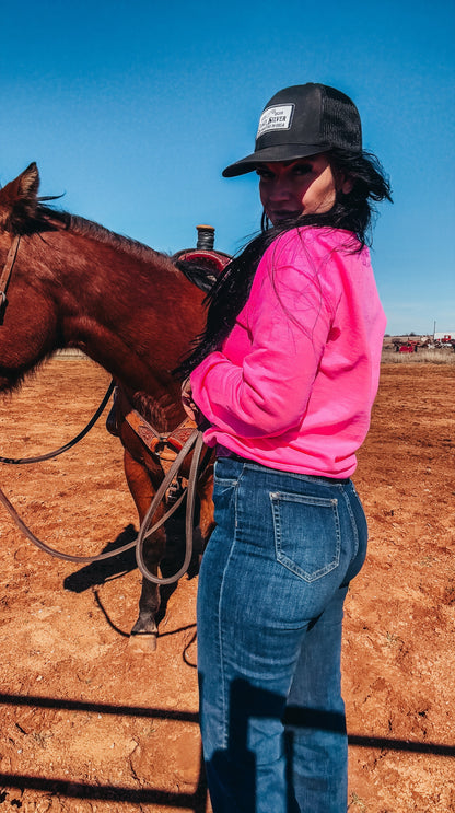 Neon Pink Spurs Crewneck