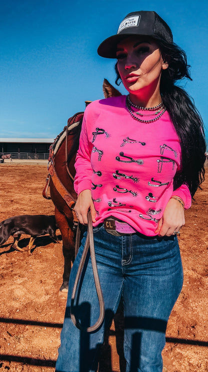 Neon Pink Spurs Crewneck