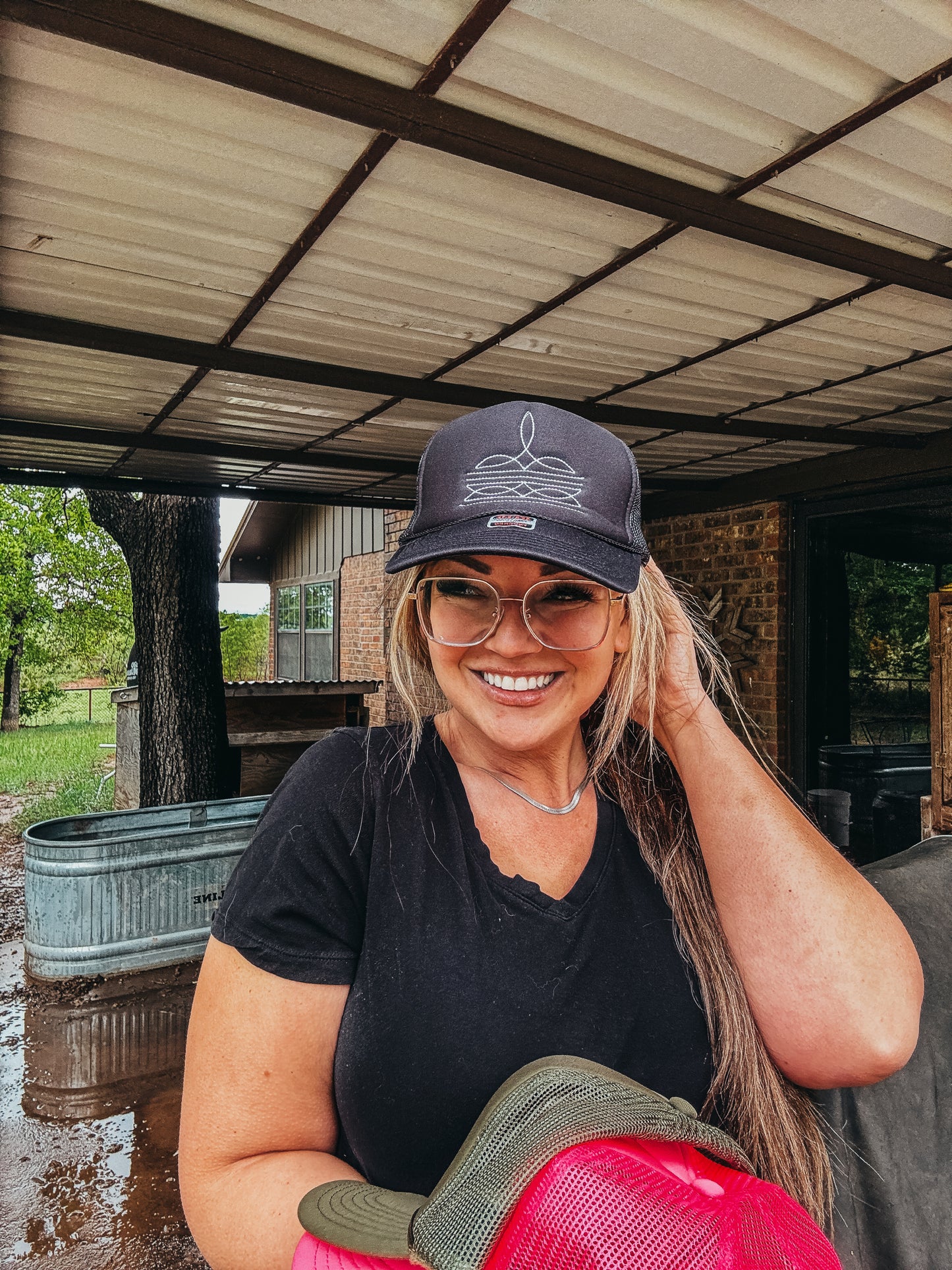 Bootstitch Embroidered Trucker Cap- Black