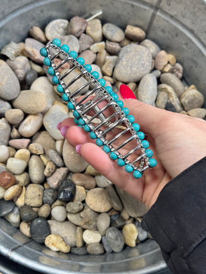 Turquoise Metal Claw Clip