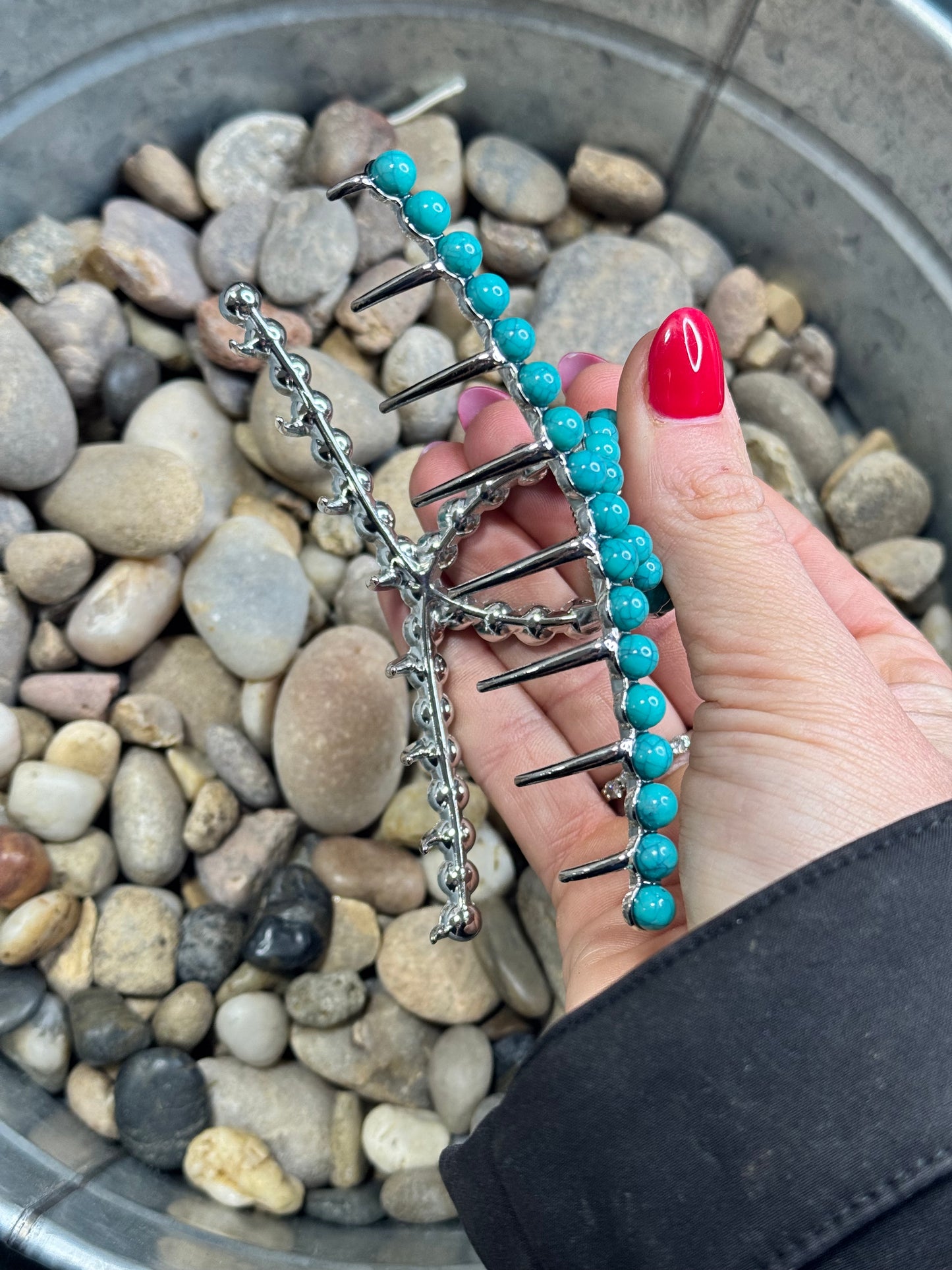 Turquoise Metal Claw Clip