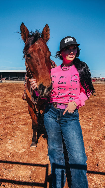 Neon Pink Spurs Crewneck