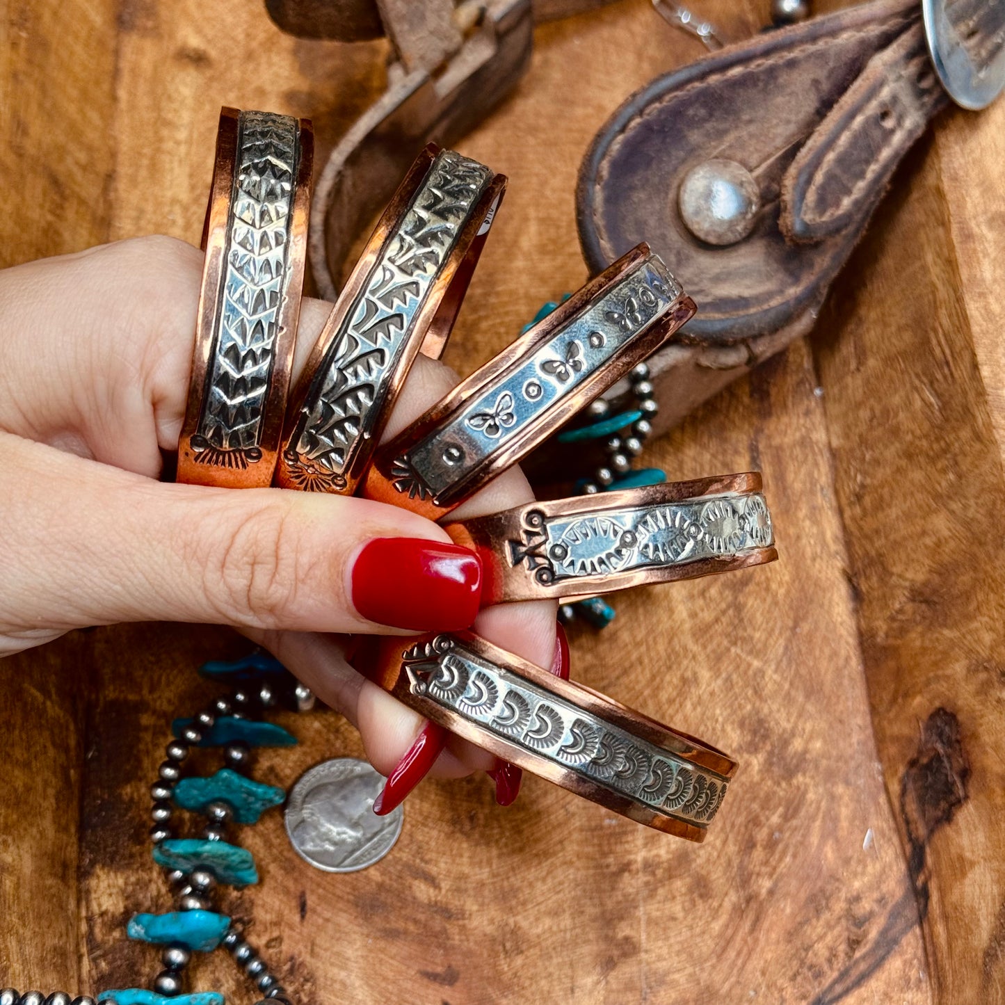 Navajo Artisan Charlene Little Copper & Sterling Cuffs