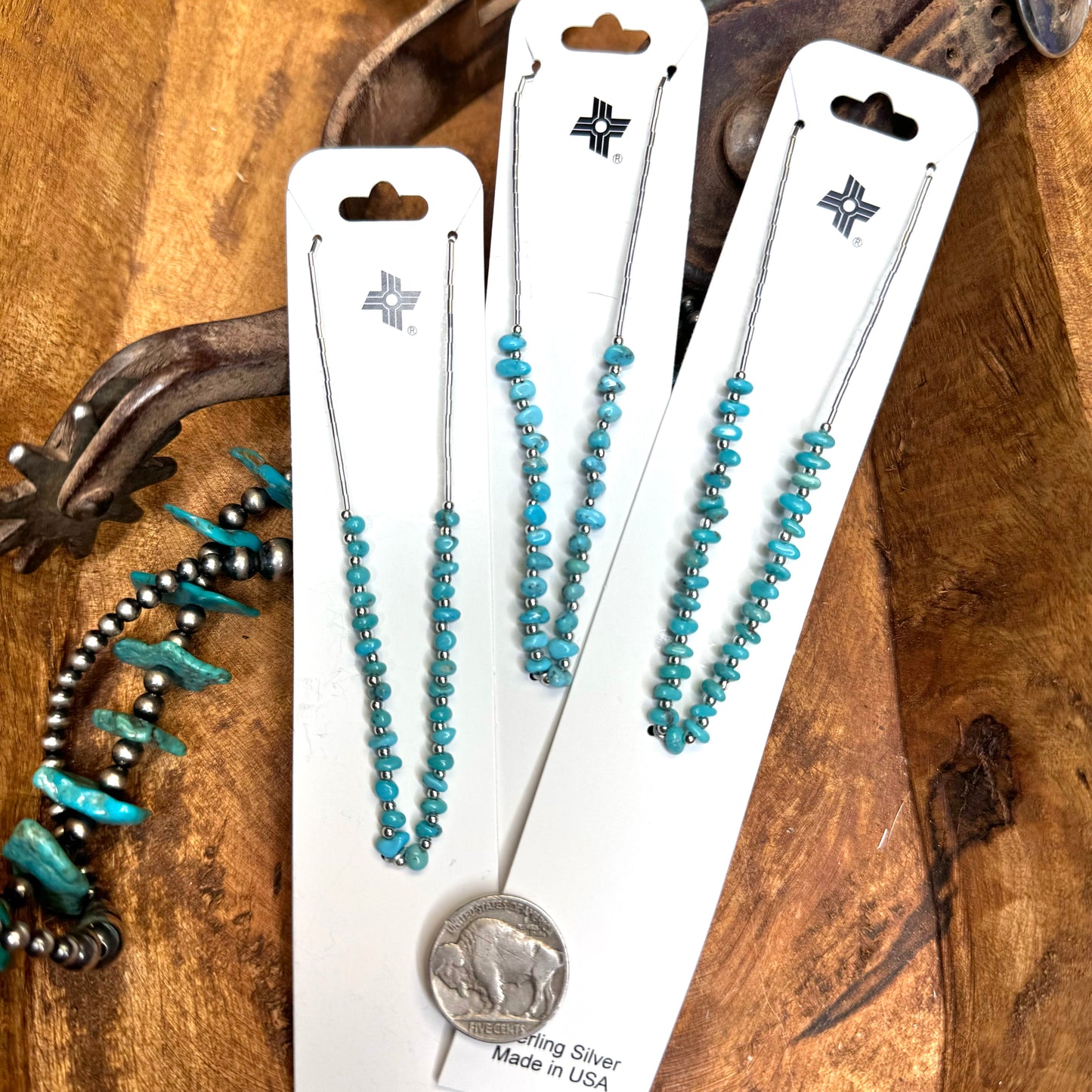 17” Turquoise & Liquid Silver Necklaces