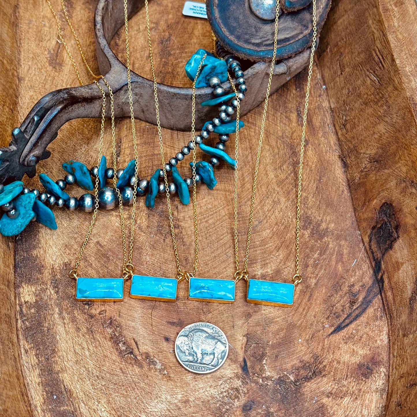 17” Gold Kingman Turquoise Necklaces