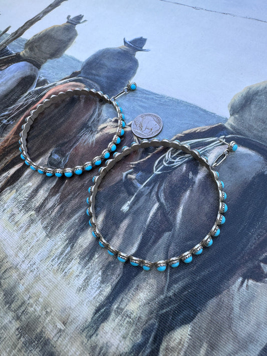 Snake Eye Turquoise Hoop Earrings