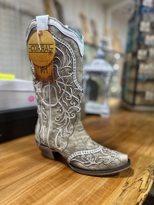 Corral Wildwood White Embroidery Boots Sizes 6.5, 7.5