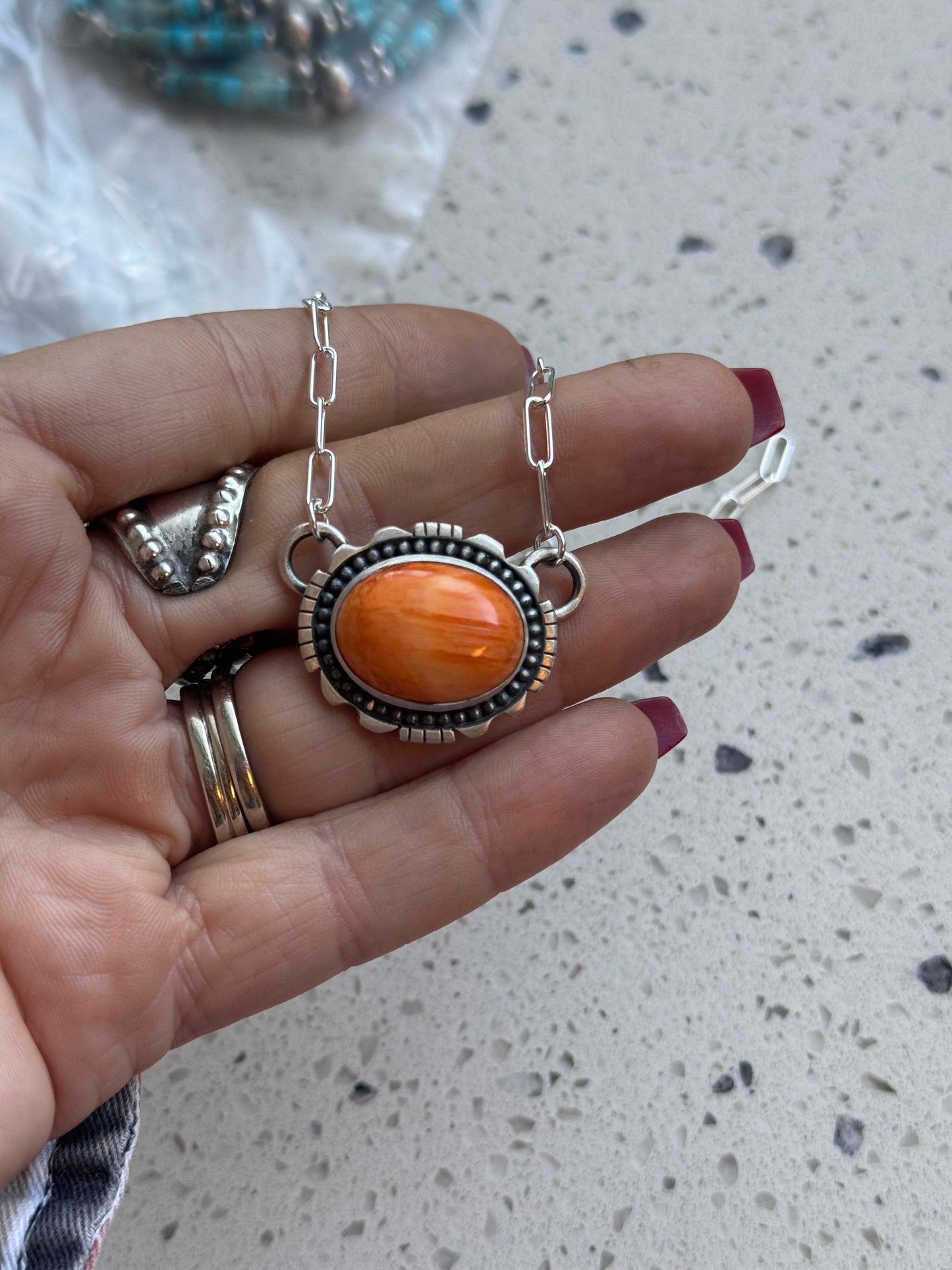 16” Orange Spiny Oyster Necklace