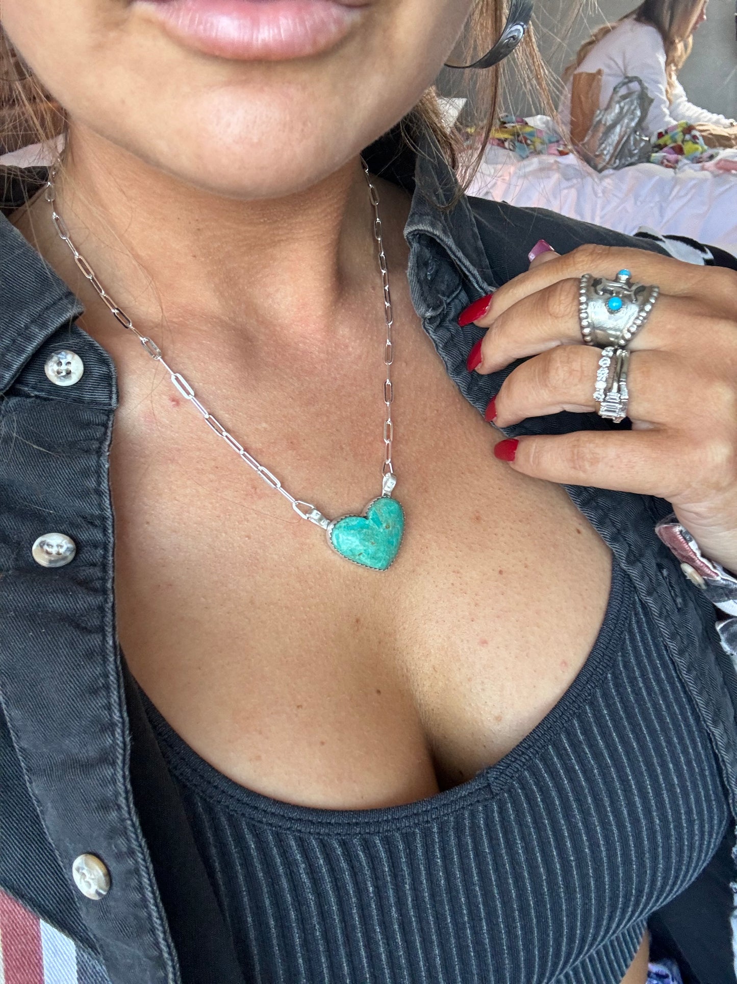 18” Turquoise Heart Necklace