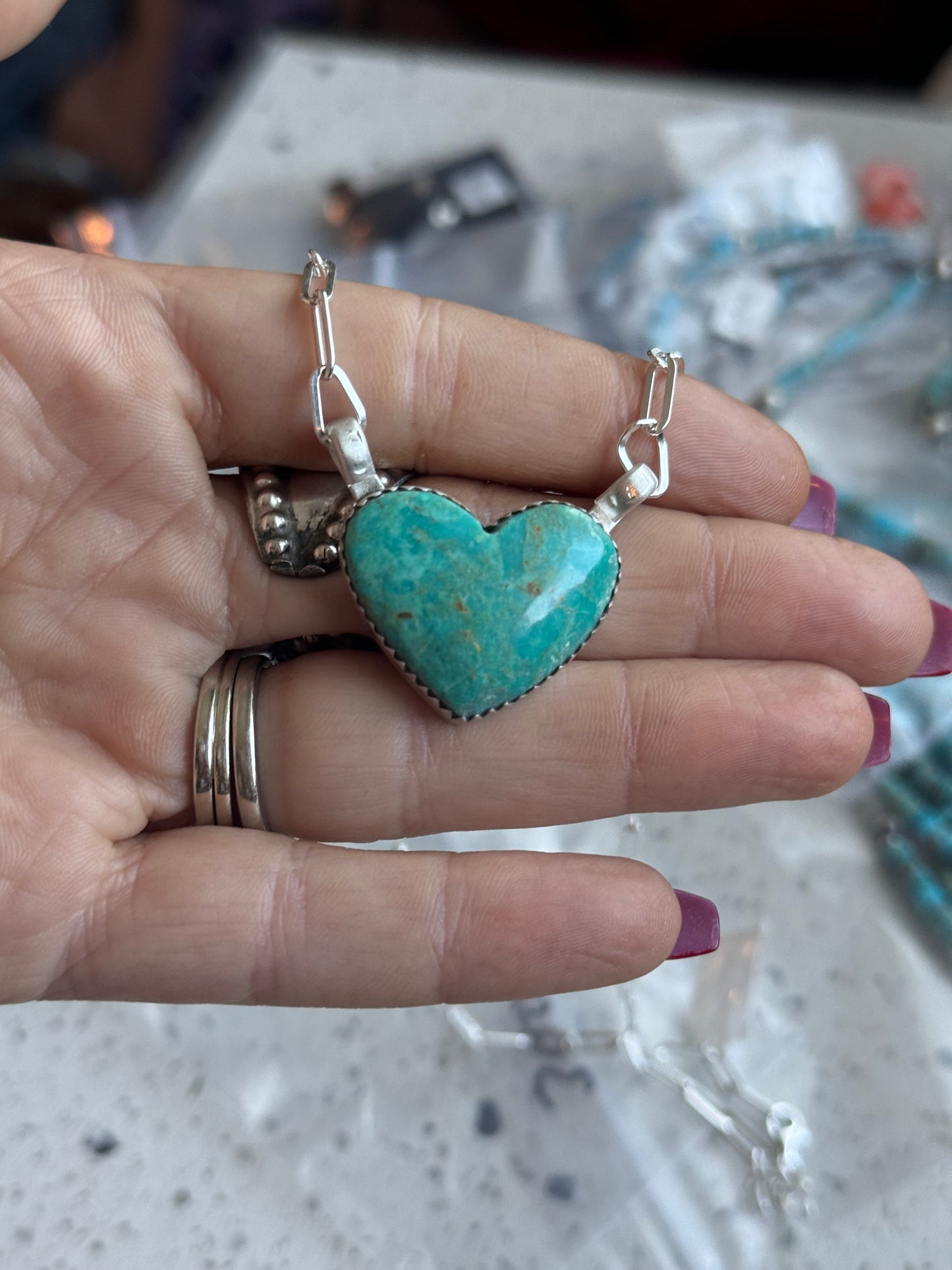 18” Turquoise Heart Necklace