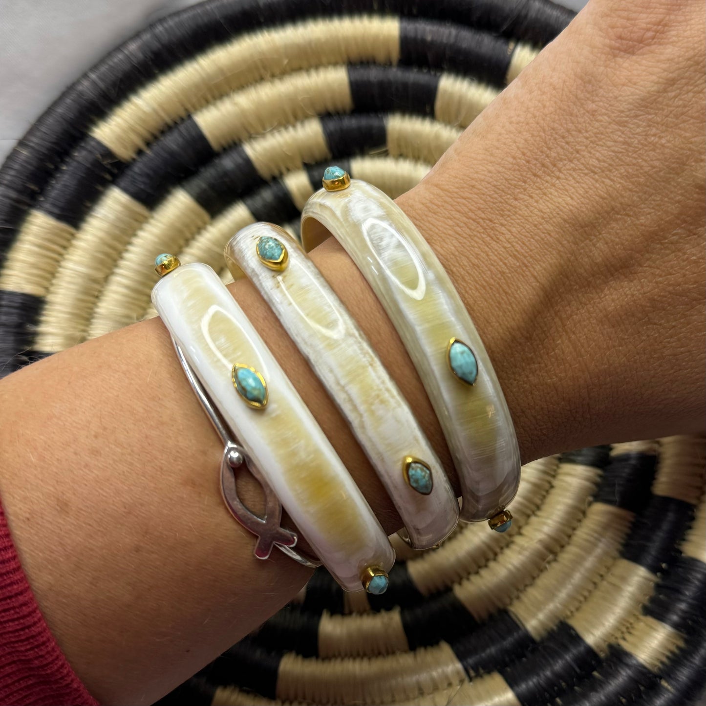 Polished Longhorn Bangles Turquoise & Gold