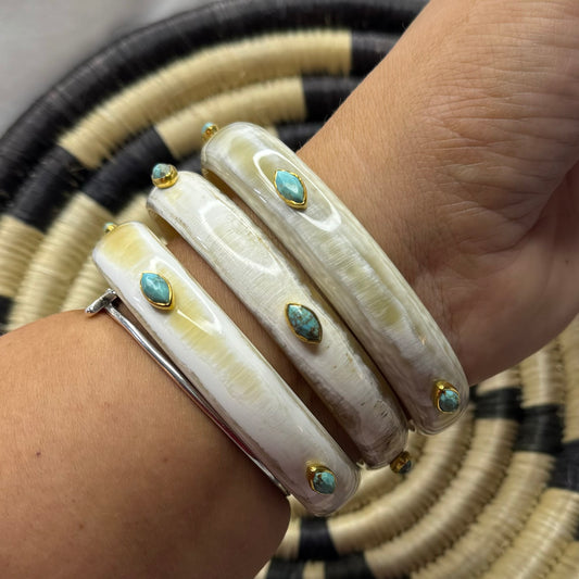 Polished Longhorn Bangles Turquoise & Gold