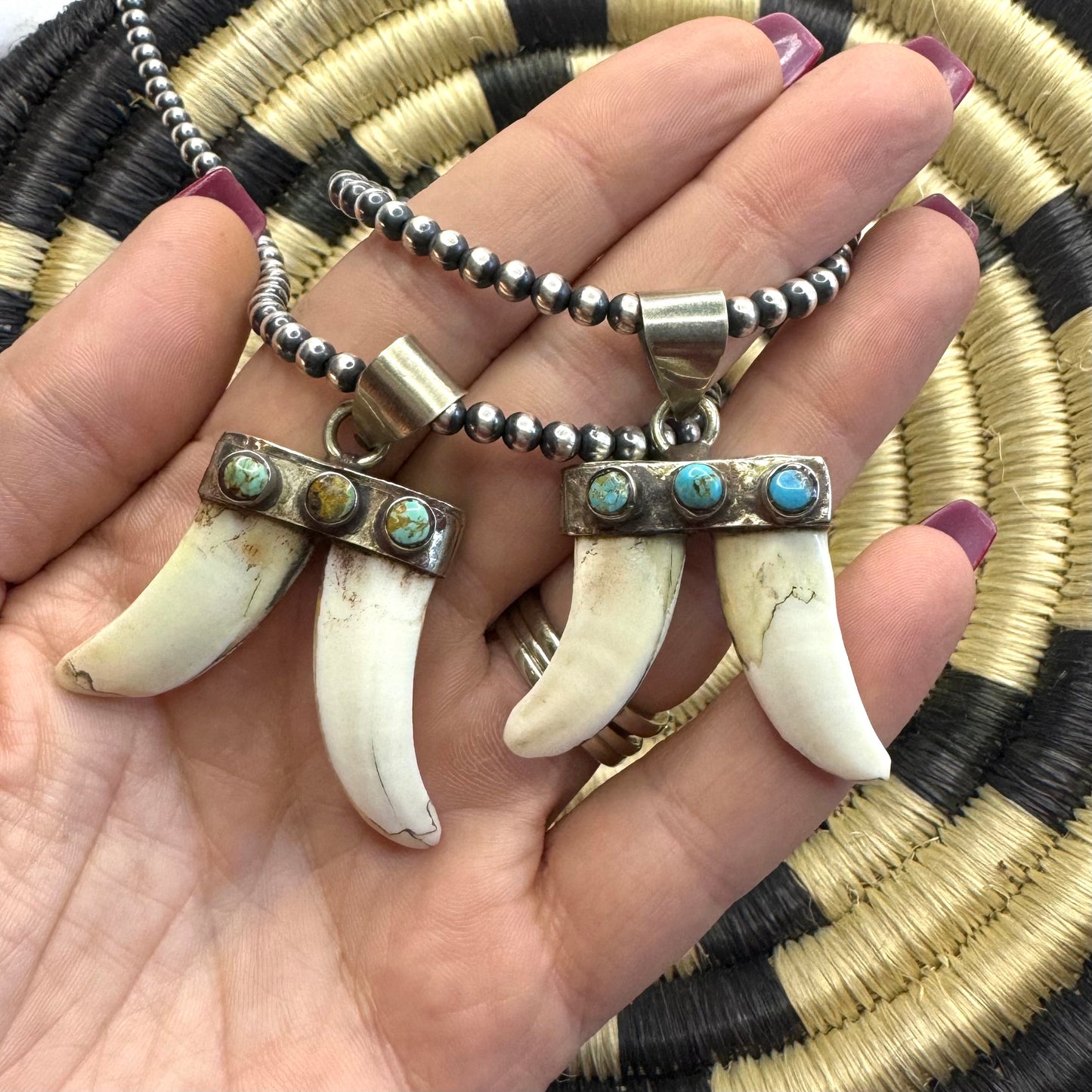 Turquoise & Chrysicolla Tusk Pendants