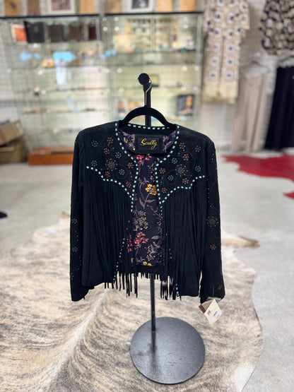 Scully Black Beaded Flowers Jacket