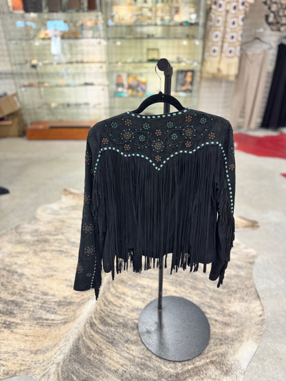 Scully Black Beaded Flowers Jacket