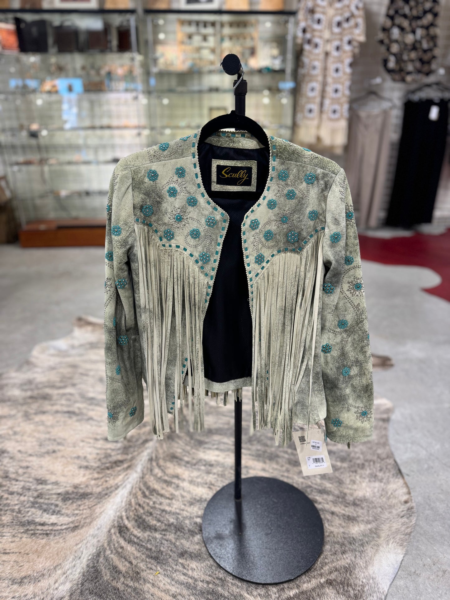 Scully Sage With Turquoise Beaded Embelleshments Jacket