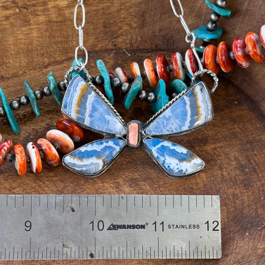 Lujan Silver- Sky Agate Butterfly #6