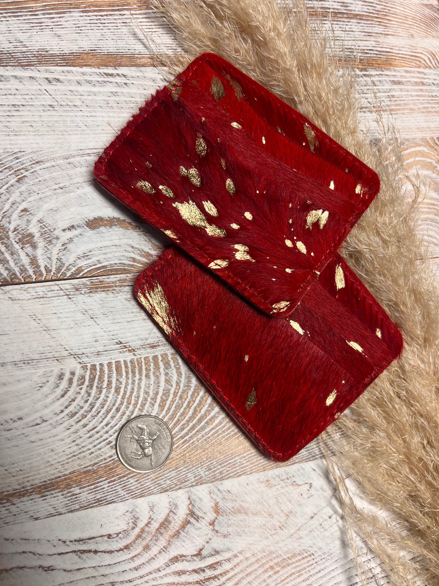 Card Holder- Acid Wash Red/Gold