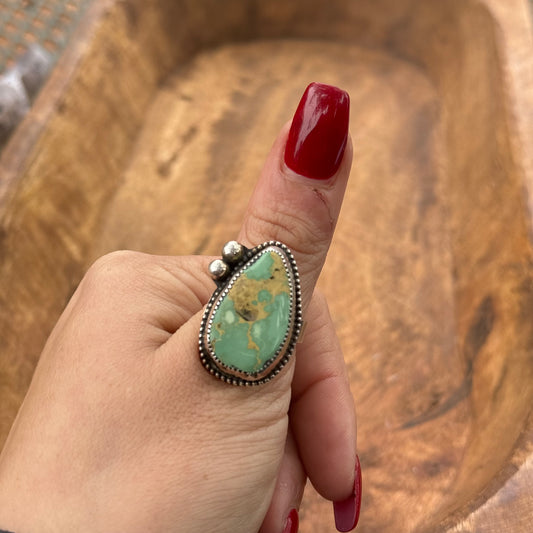 Lujan Silver Blue Ridge Turquoise Adjustable Ring