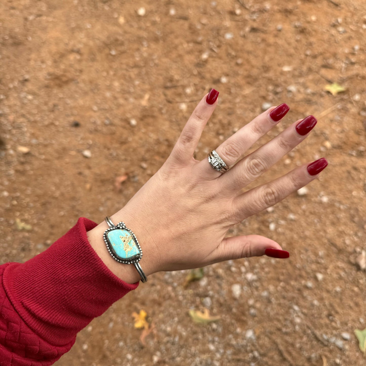 Lujan Silver White Water Turquoise Cuff