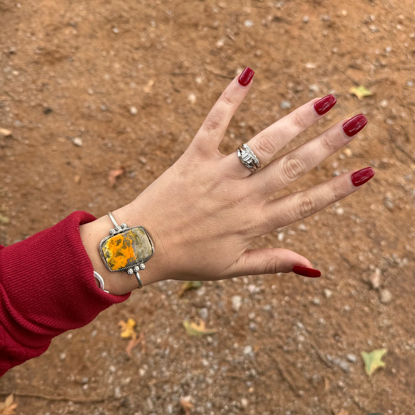 Lujan Silver Bumble Bee Jasper Cuff