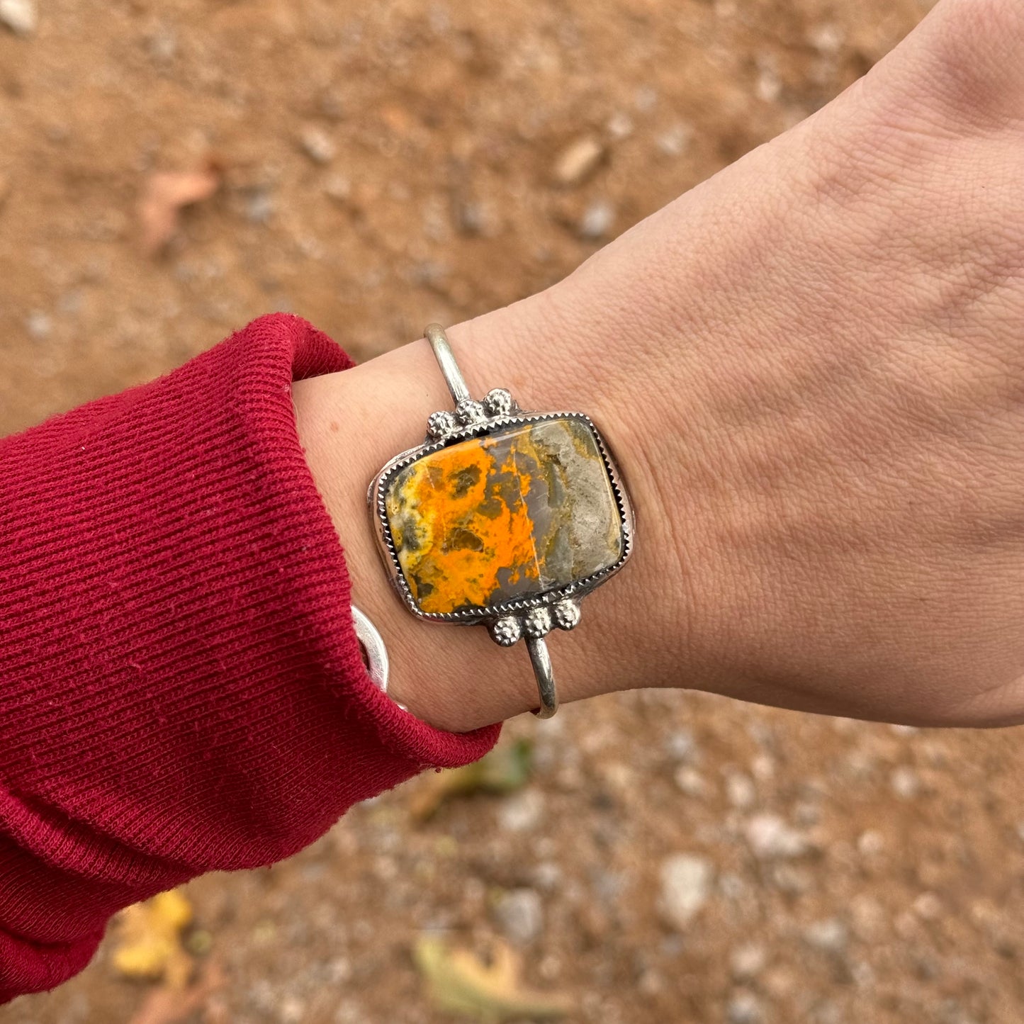 Lujan Silver Bumble Bee Jasper Cuff