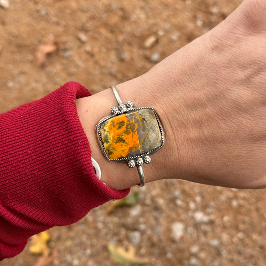 Lujan Silver Bumble Bee Jasper Cuff