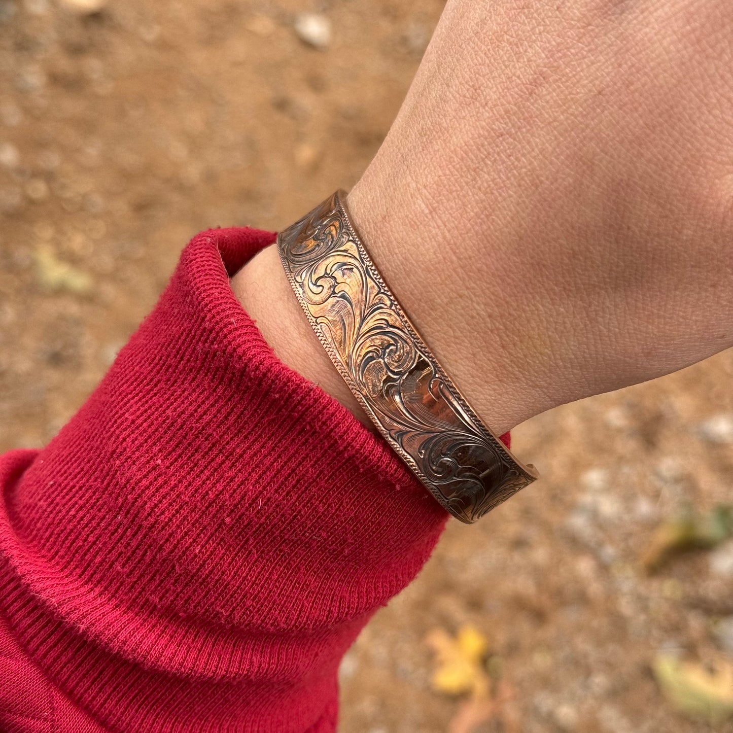 Lujan Silver Copper Engraved Cuff