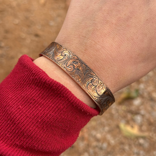 Lujan Silver Copper Engraved Cuff