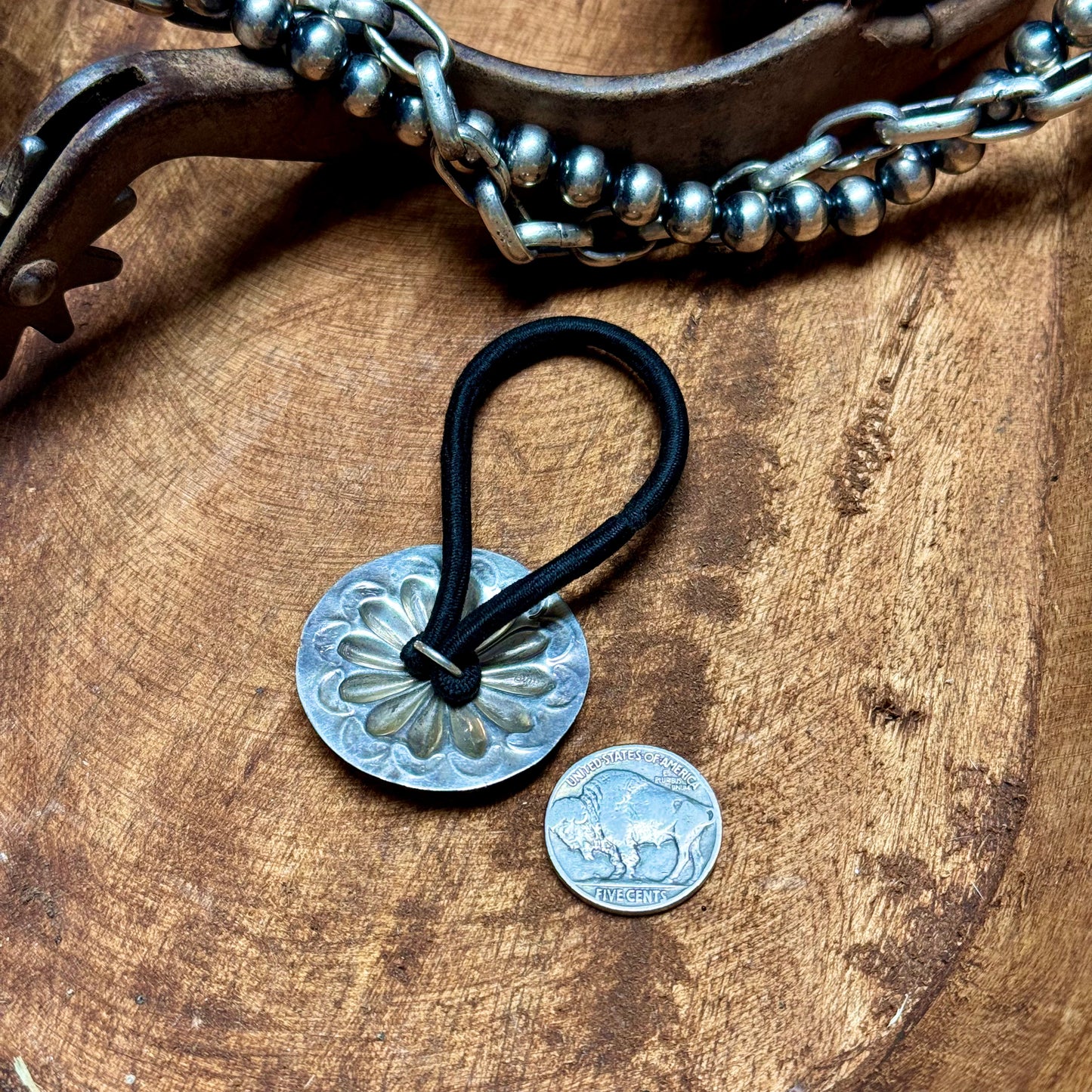 Sterling Silver Concho Hair Tie