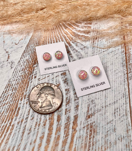 Pink Opal Stud Earrings