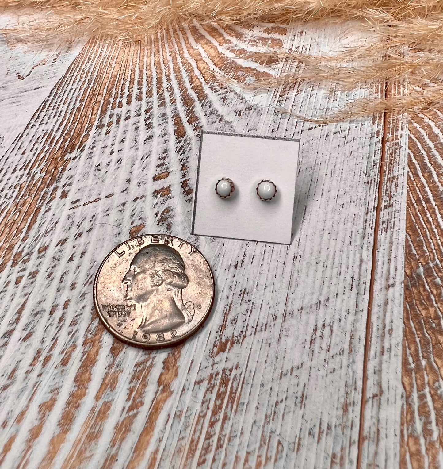 White Stud Earrings