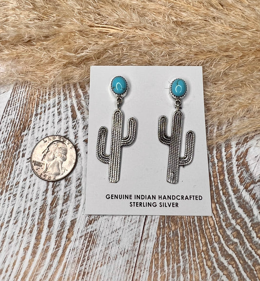 Cactus Earrings by Navajo Verley Bertone