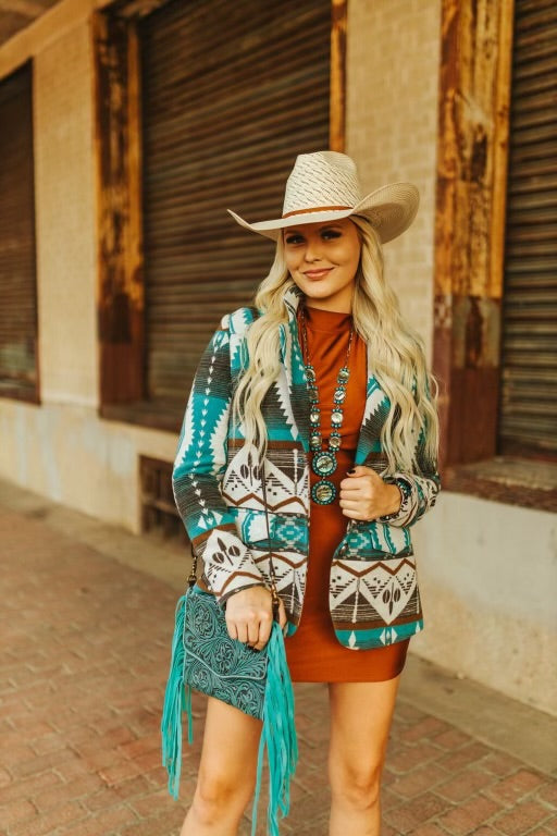 Aztec Design Turquoise Blazer