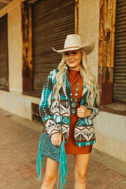 Aztec Design Turquoise Blazer